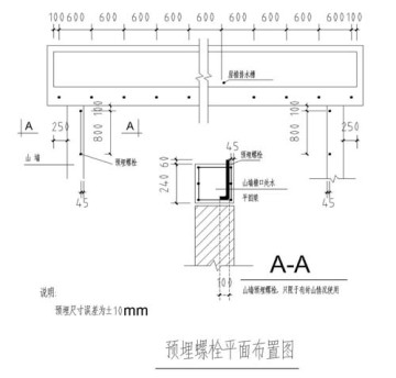 拱形屋頂預埋件螺栓平面布置圖與安裝規范